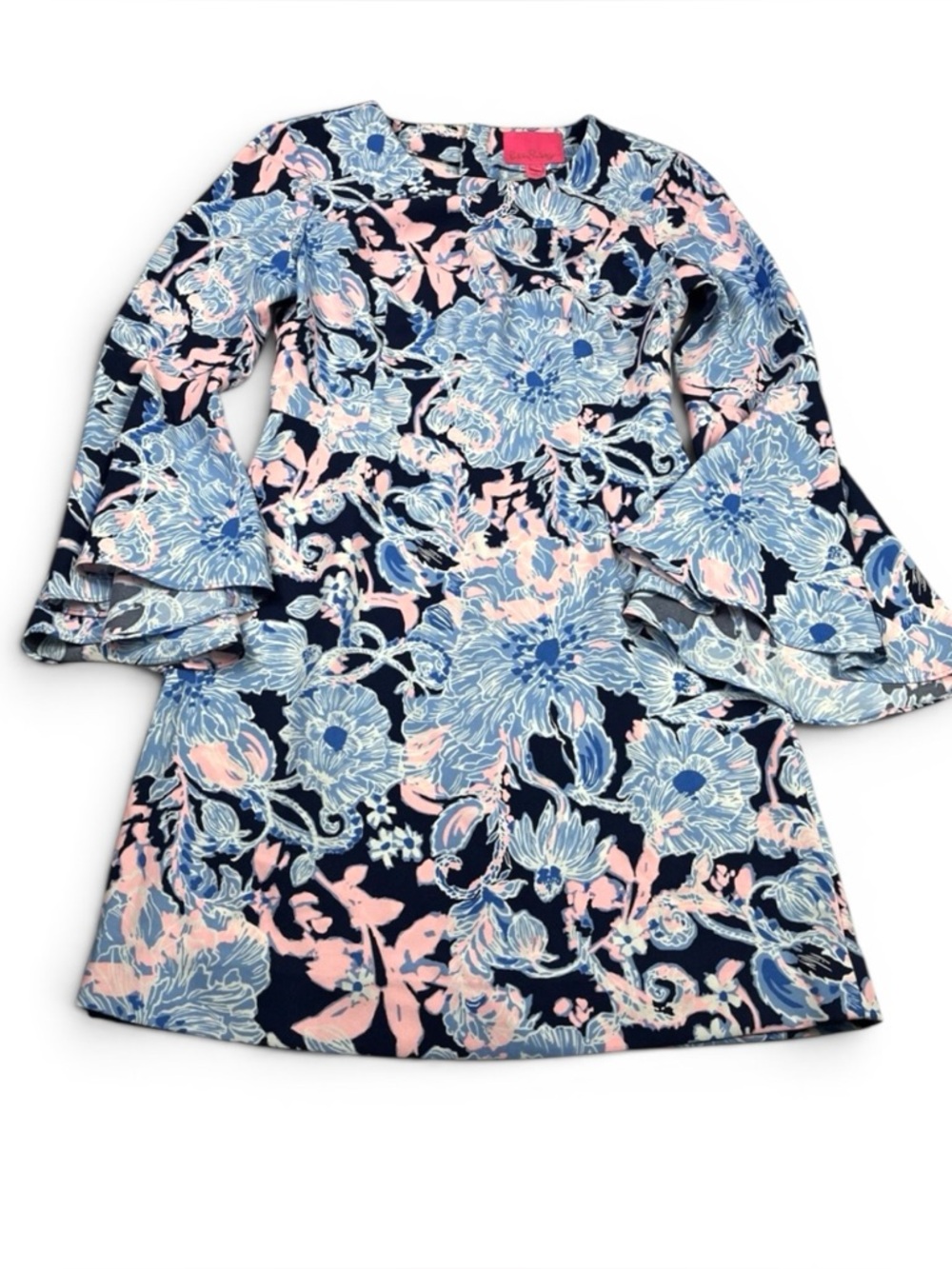 Lilly Pulitzer Floral Kayla Shift Dress 0 Bell Sleeve Preppy Resort Spring Chic